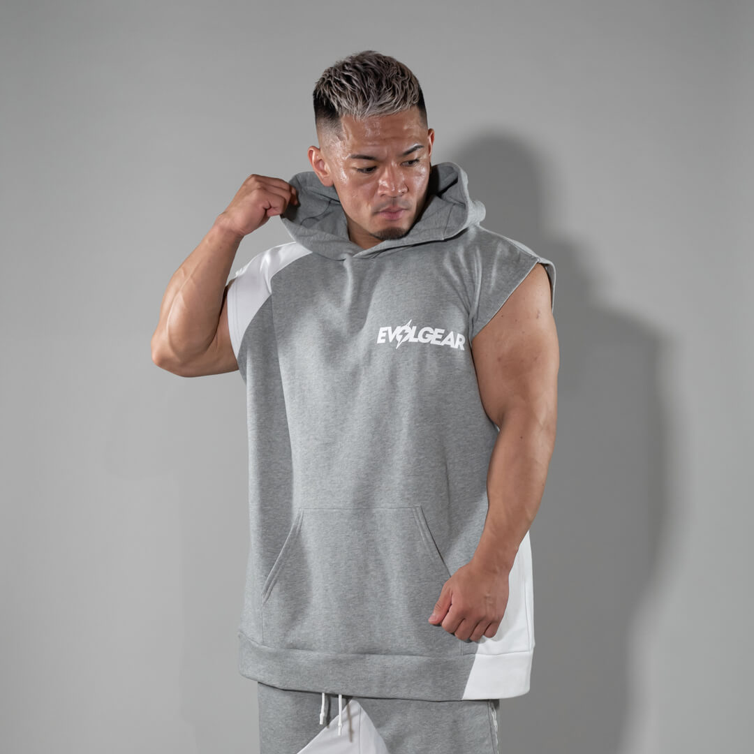 EVOLGEAR PILE SWITCH SLEEVELESS HOODIE【GREY】