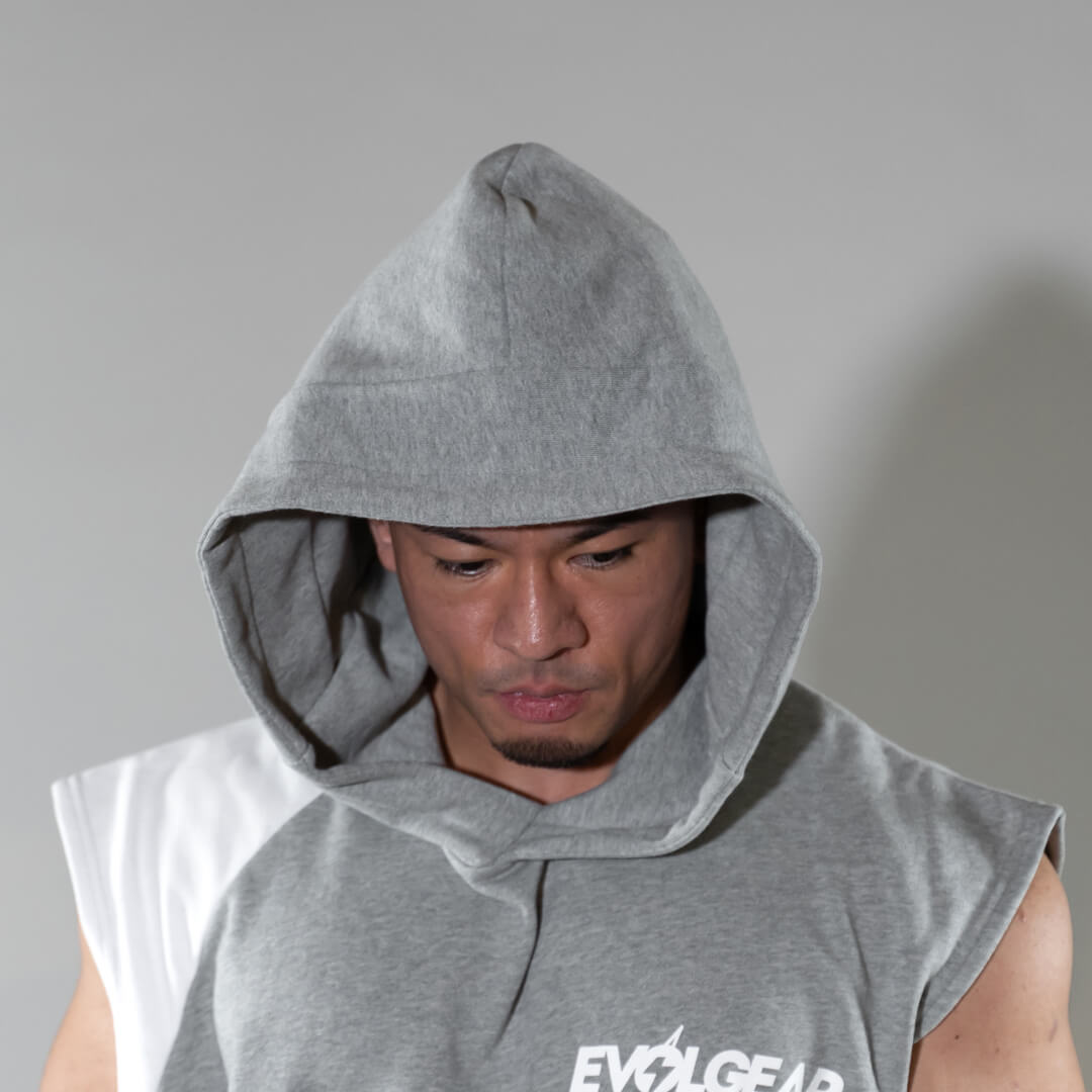 EVOLGEAR PILE SWITCH SLEEVELESS HOODIE【GREY】