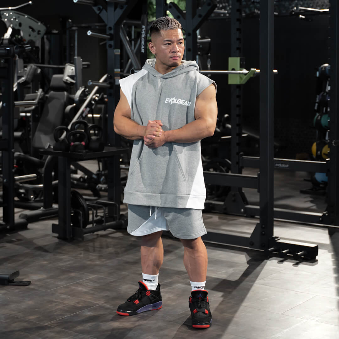 EVOLGEAR PILE SWITCH SLEEVELESS HOODIE【GREY】