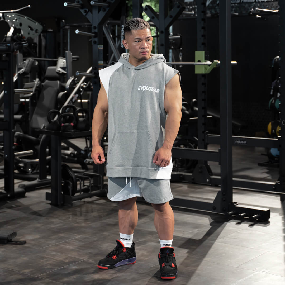 EVOLGEAR PILE SWITCH SLEEVELESS HOODIE【GREY】