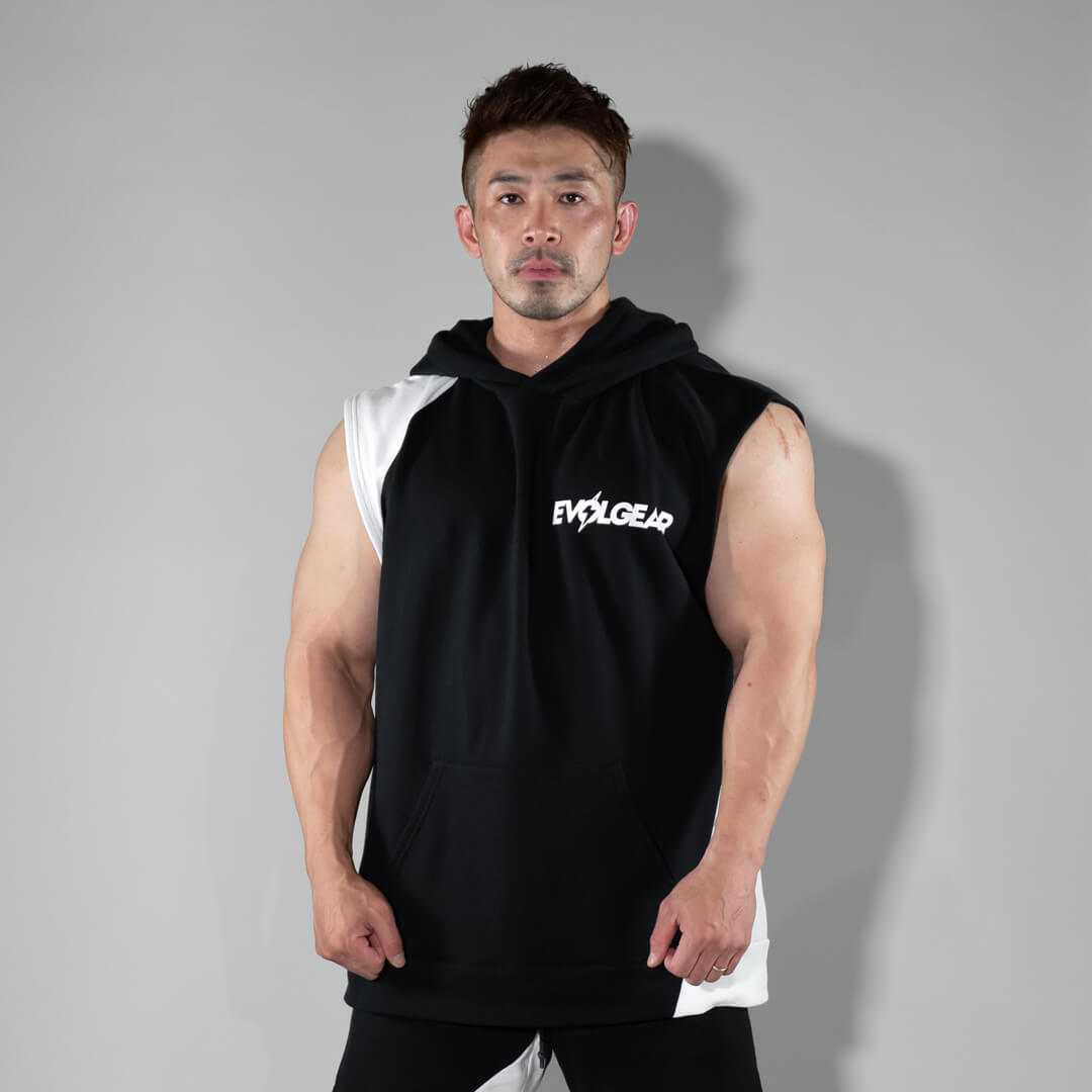 EVOLGEAR PILE SWITCH SLEEVELESS HOODIE【BLACK】