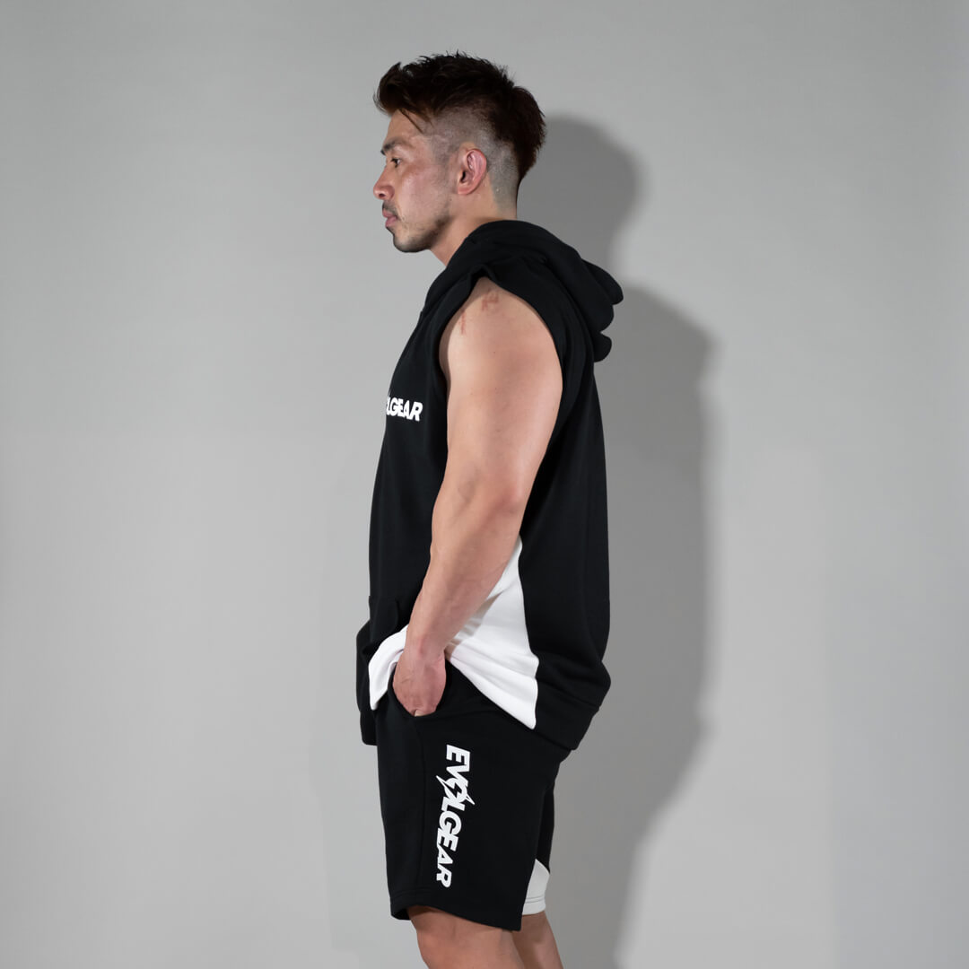 EVOLGEAR PILE SWITCH SLEEVELESS HOODIE【BLACK】