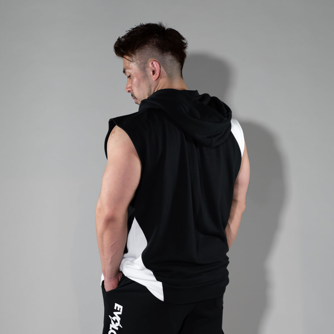 EVOLGEAR PILE SWITCH SLEEVELESS HOODIE【BLACK】