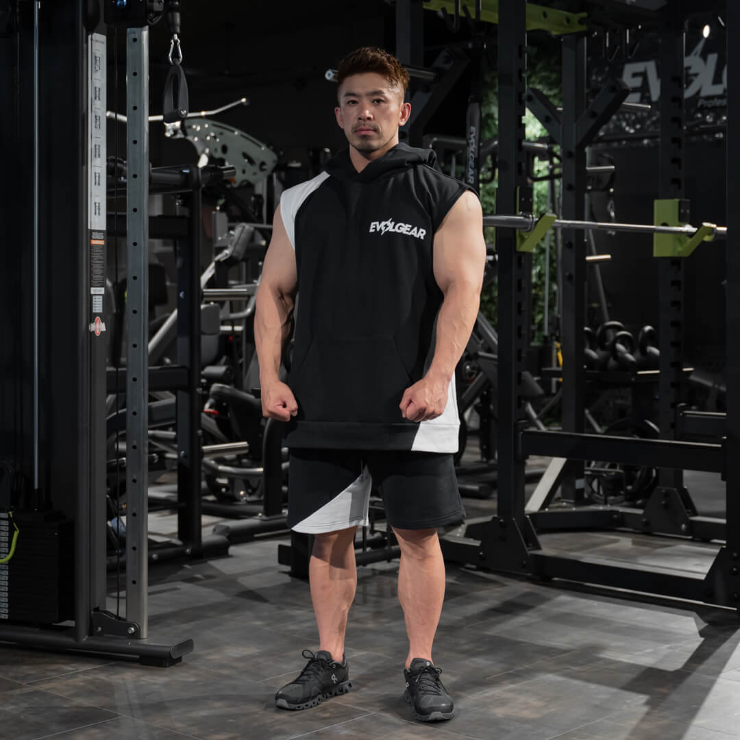 EVOLGEAR PILE SWITCH SLEEVELESS HOODIE【BLACK】