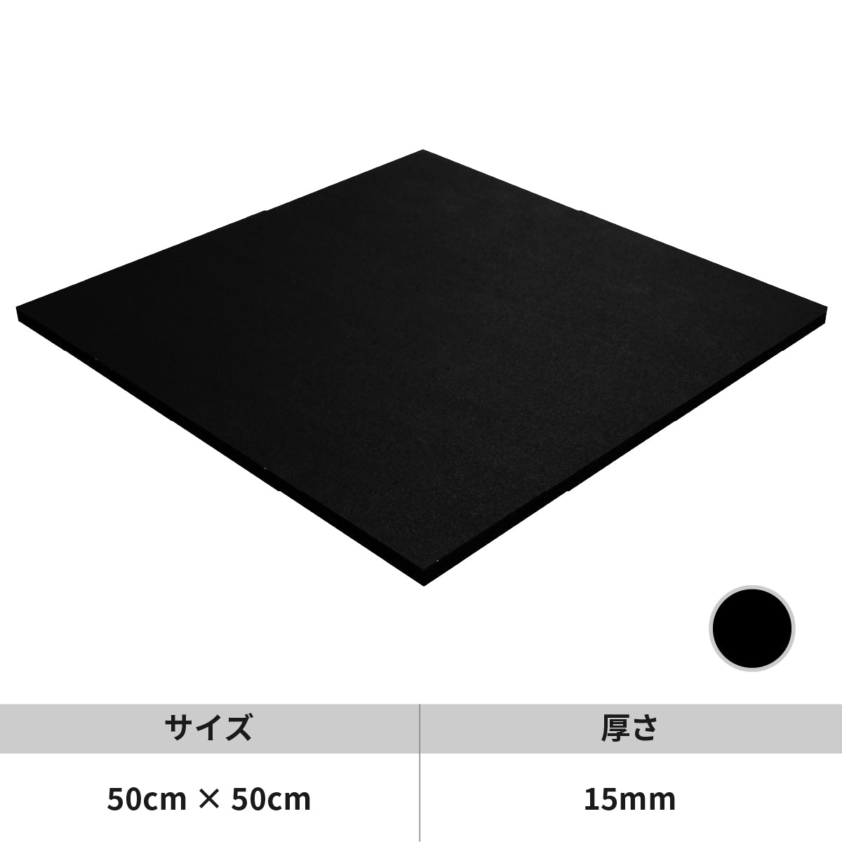 EVM-125 EVOLGEAR ラバーフロアマット50cm×50cm(厚さ:15mm)