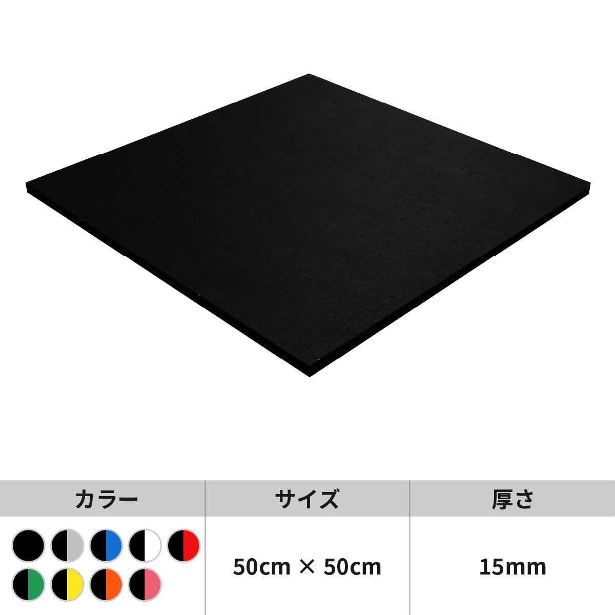 EVM-125 EVOLGEAR ラバーフロアマット50cm×50cm(厚さ:15mm)