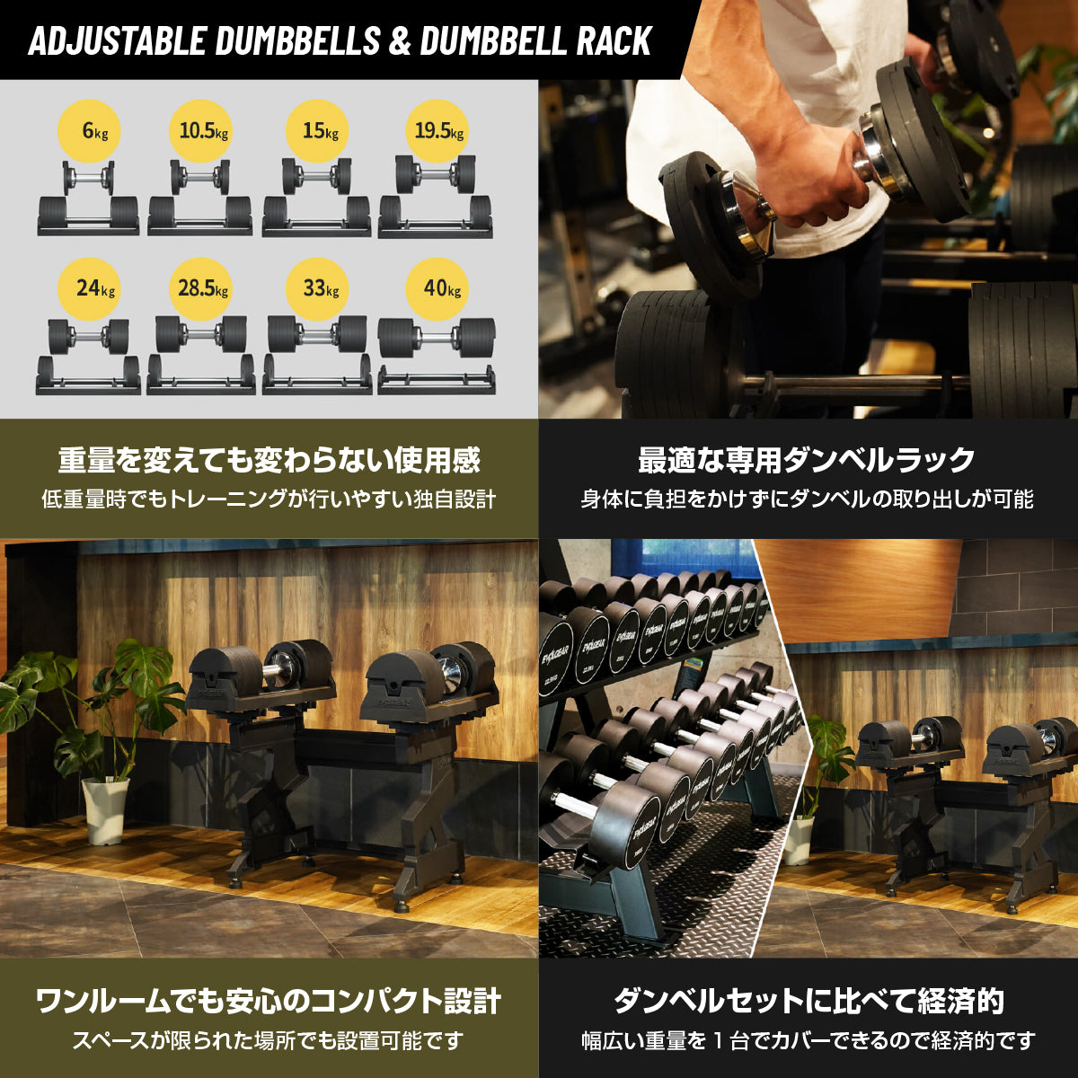 アジャスタブルダンベル40kg+アジャスタブルベンチ セット