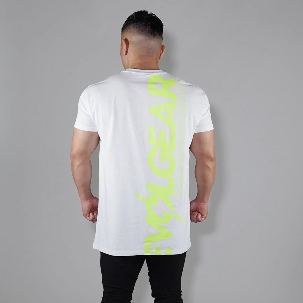 EVOLGEAR VERTICAL LOGO T-SHIRT 【WHITE×YELLOW】